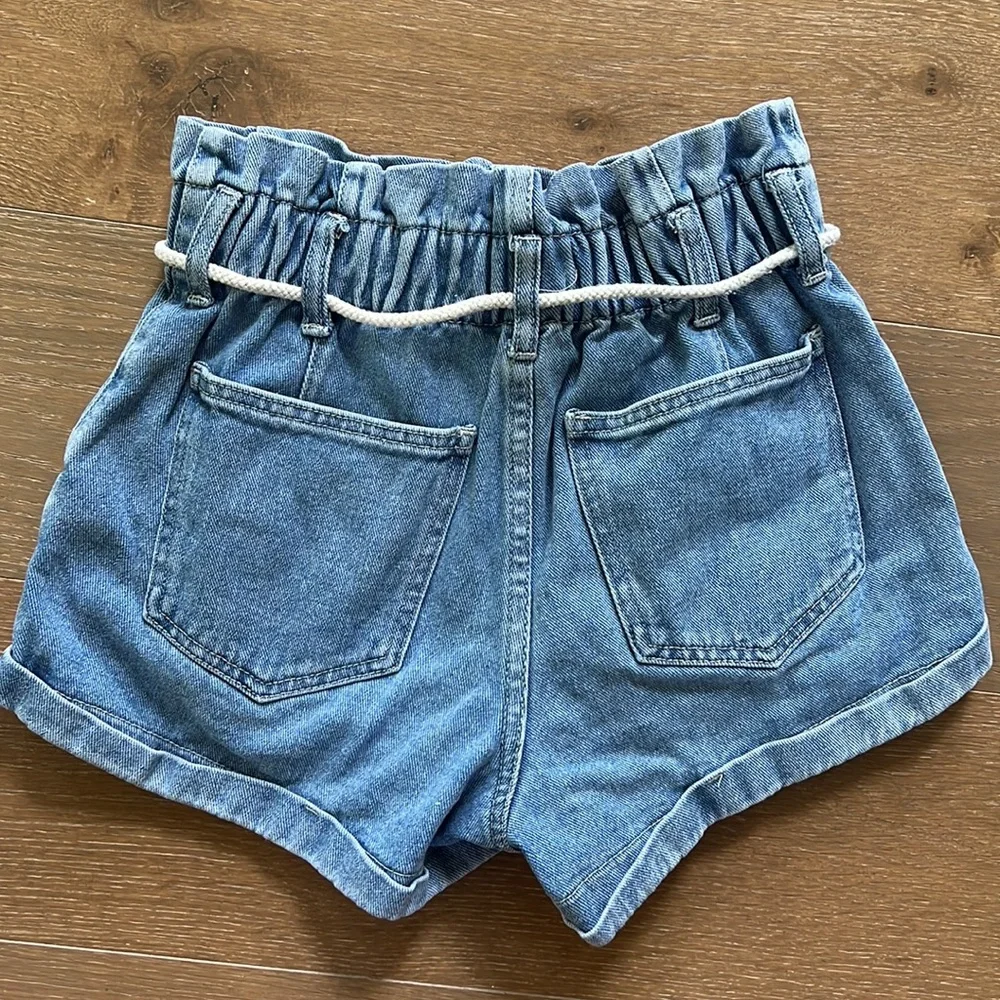 PacSun Paperbag Denim Blue Mom Shorts | S